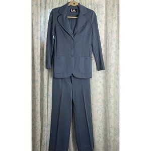 Vintage JACK WINTER Polyester Double Knit Blue Suit Leisure Suit Work Office